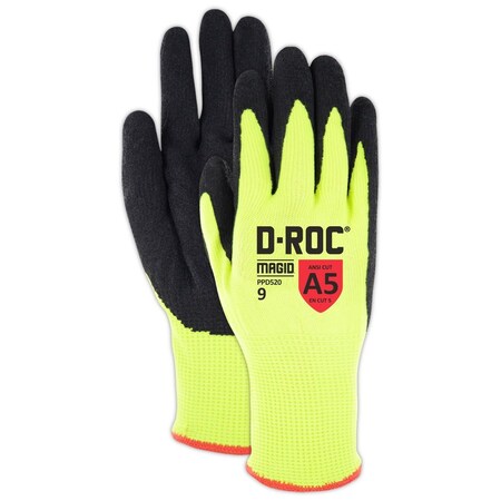 Magid Coated Gloves, Sandy Nitrile, 3 Abrasion Level, Hi-Viz Yellow, 1 PR PPD520-7